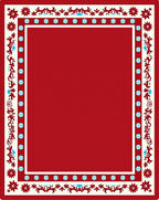 Crimson Cream Geometric Floral Border Rug