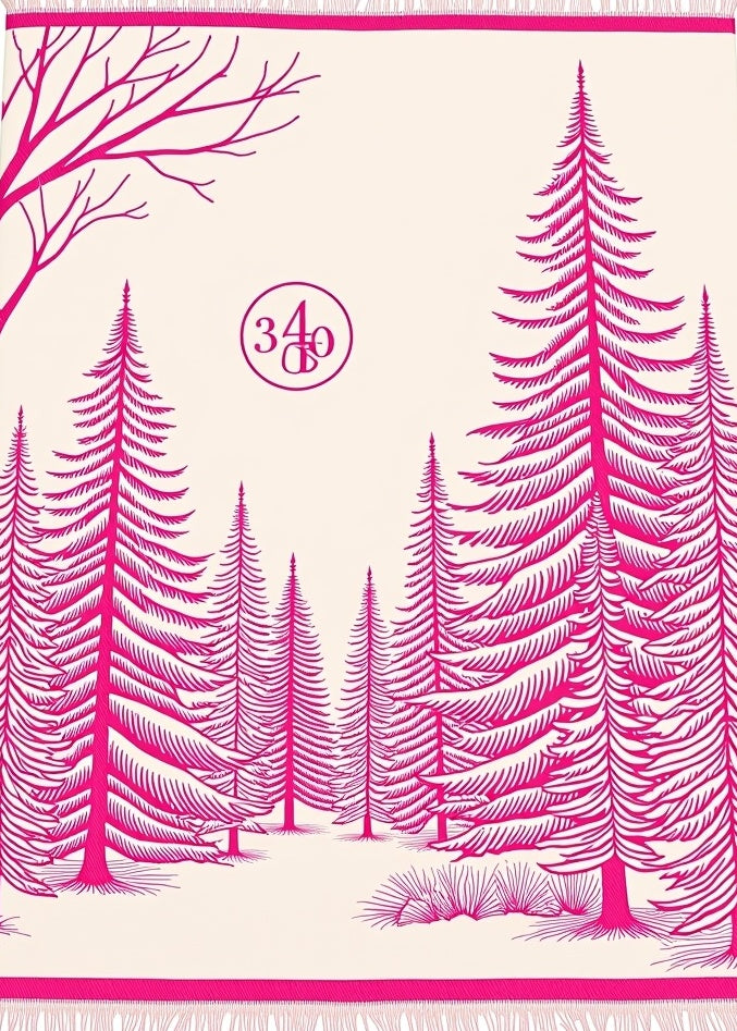 Pink Pine Forest Landscape Rug