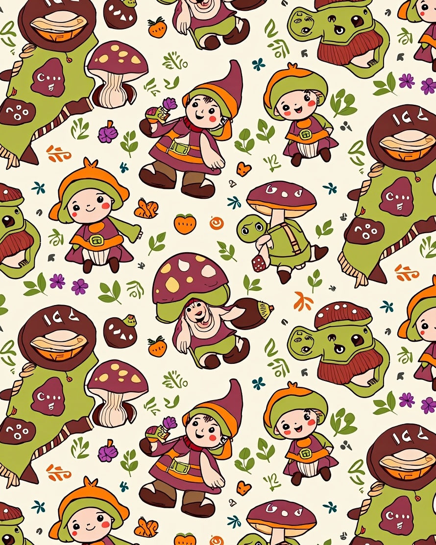 Whimsical Gnomes Mushroom Forest Creatures Rug