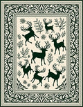Dark Green Reindeer Forest Border Rug