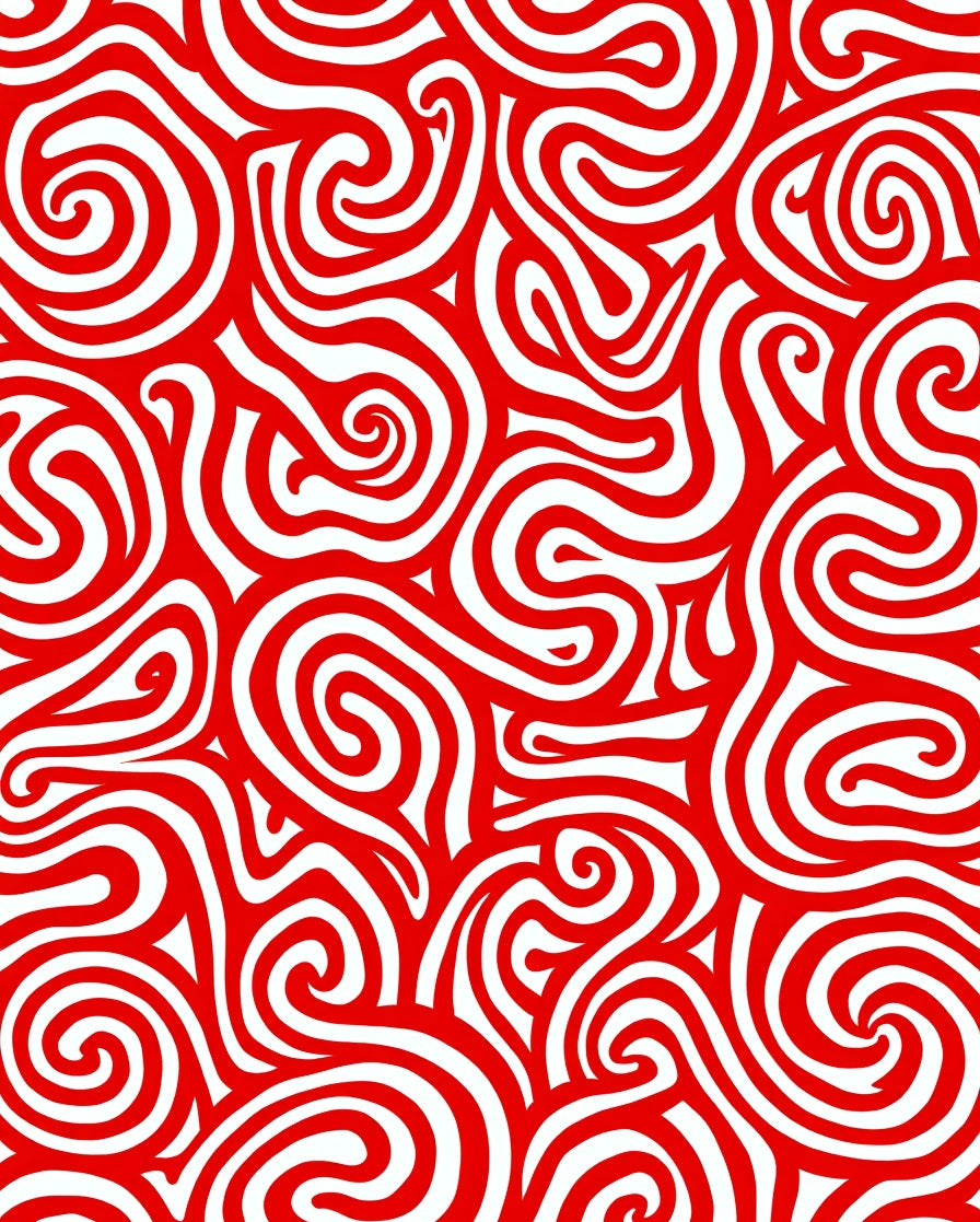 Vibrant Red Swirl Stripe Rug