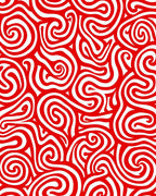 Vibrant Red Swirl Stripe Rug