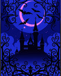 Spooky Night Castle Bats Moon Rug