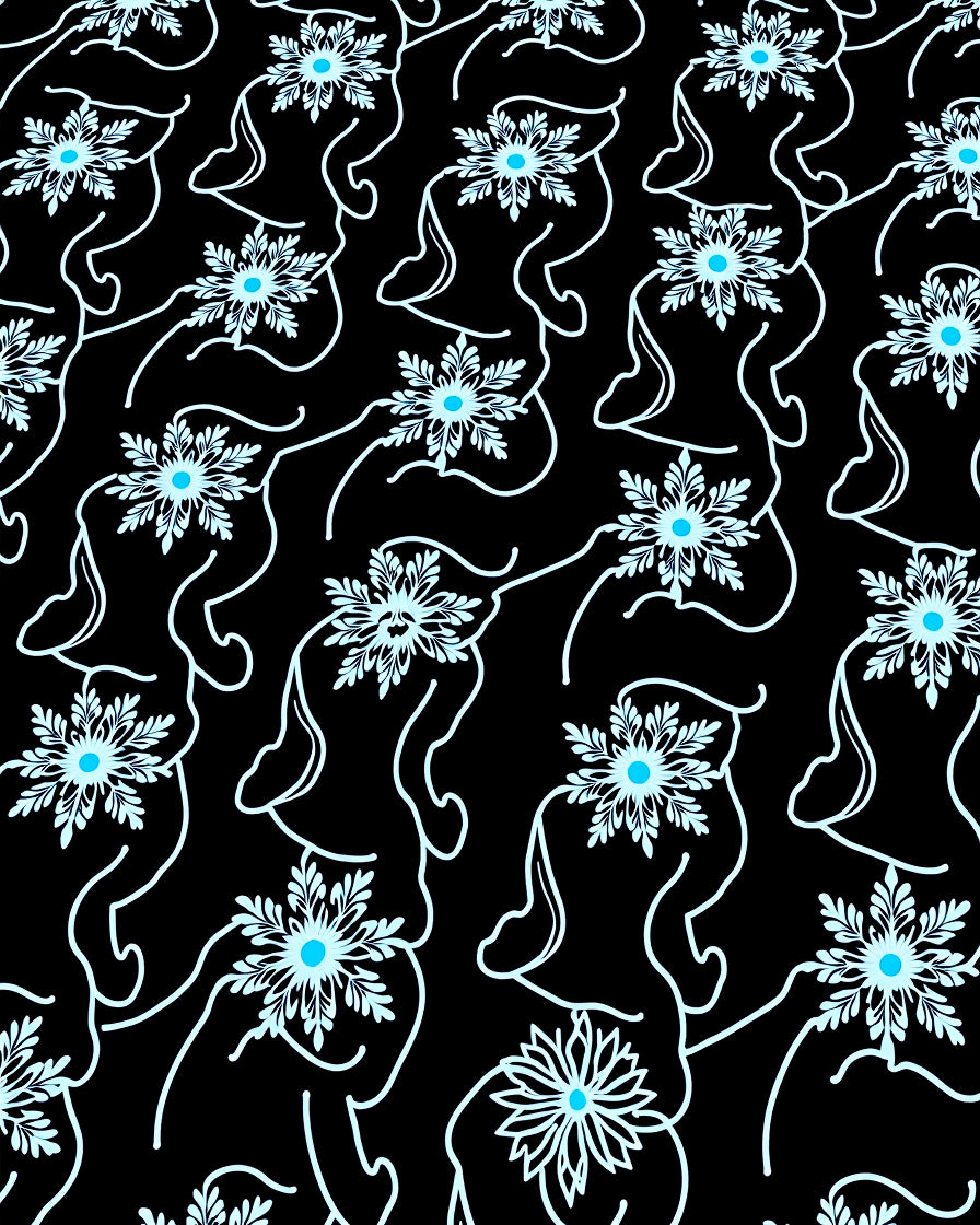 Light Blue Snowflake Outline Figures Rug