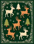 Whimsical Deer and Tree Forest Scene Rug