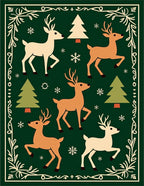 Whimsical Deer and Tree Forest Scene Rug