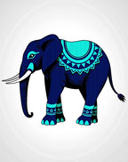 Majestic Blue Elephant With Teal Accents Rug