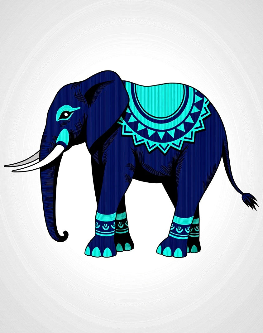 Majestic Blue Elephant With Teal Accents Rug