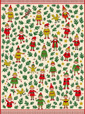 Festive Elves With Greenery Holiday Rug
