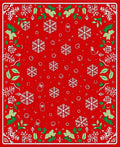 Festive Red Snowflake Holly Border Rug
