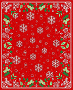 Festive Red Snowflake Holly Border Rug