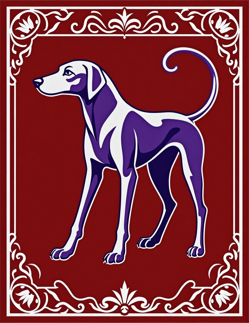Regal Red Gilded Dog Border Rug