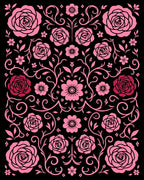 Pink Floral Scrollwork Garden Rug