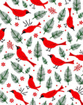 Red Cardinals Green Pine Sprigs Rug
