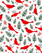 Red Cardinals Green Pine Sprigs Rug
