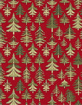 Red Holiday Evergreen Trees Repeating Rug