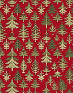 Red Holiday Evergreen Trees Repeating Rug