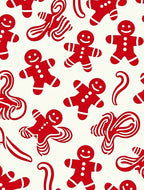 Whimsical Red Gingerbread Man Swirls Rug