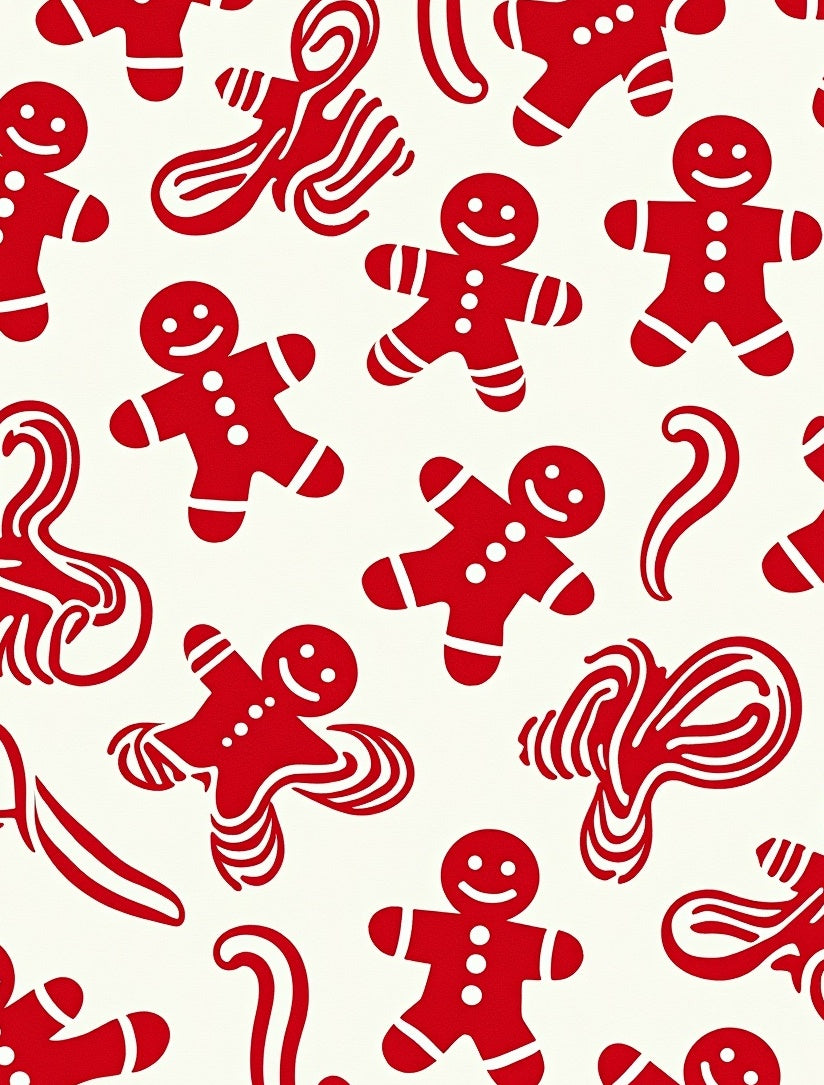 Whimsical Red Gingerbread Man Swirls Rug