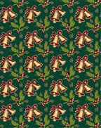 Golden Jingle Bells Holly Berries Rug