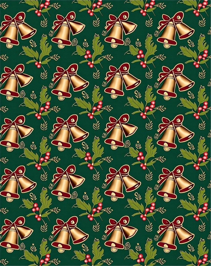 Golden Jingle Bells Holly Berries Rug