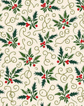 Green Holly Berry Swirl Cream Rug