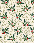Green Holly Berry Swirl Cream Rug
