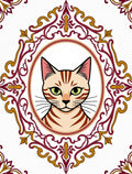 Ornate Tiger Cat Portrait Oval Rug