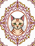 Ornate Tiger Cat Portrait Oval Rug