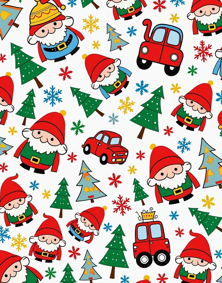 Festive Santa Trees Cars Snowflakes Rug