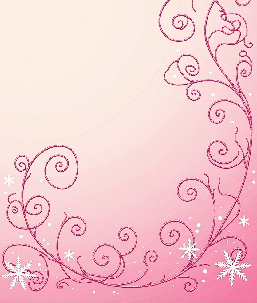 Ornate Pink Swirl Snowflake Garland Rug