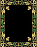 Art Nouveau Black Gold Green Plumb Bob Frame Rug
