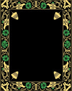 Art Nouveau Black Gold Green Plumb Bob Frame Rug