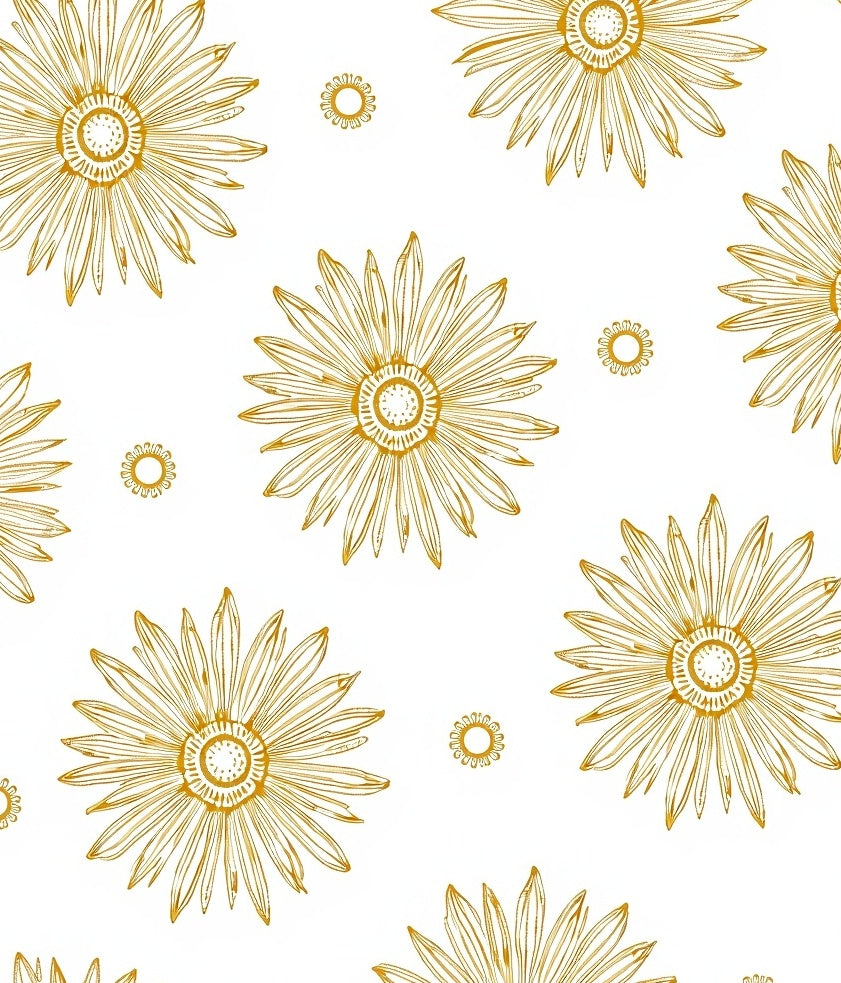 Golden Daisy Floral Outline Rug