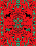 Red Horses And Zebras Baroque Rug
