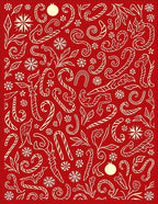 Festive Red Cream Candy Cane Snowflakes Rug