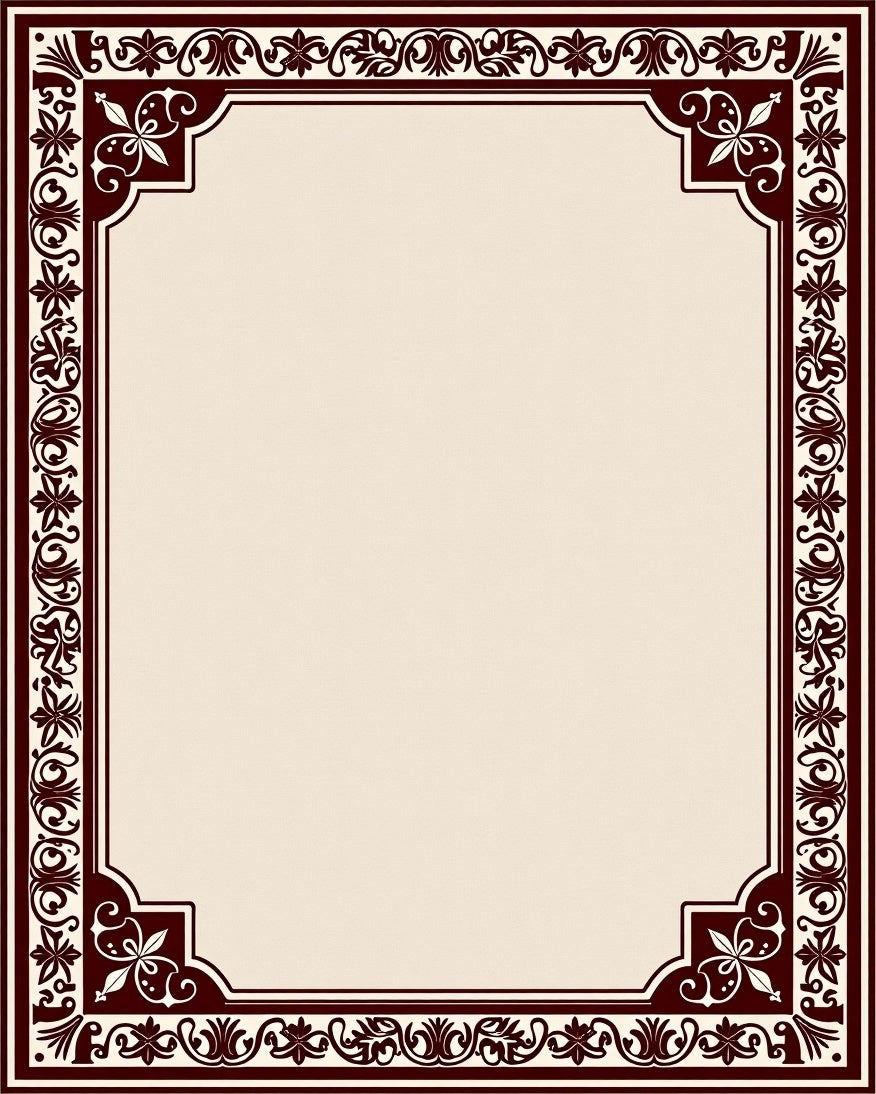 Ornate Crimson Floral Border Rug