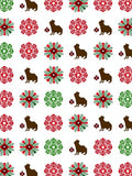 Brown Capybara Red Green Snowflake Medallion Rug