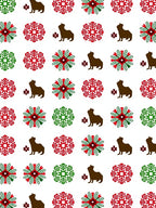 Brown Capybara Red Green Snowflake Medallion Rug