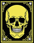 Bold Yellow Skull Black Ornate Frame Rug