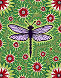 Bold Crimson Dragonfly Floral Burst Rug