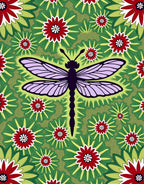 Bold Crimson Dragonfly Floral Burst Rug