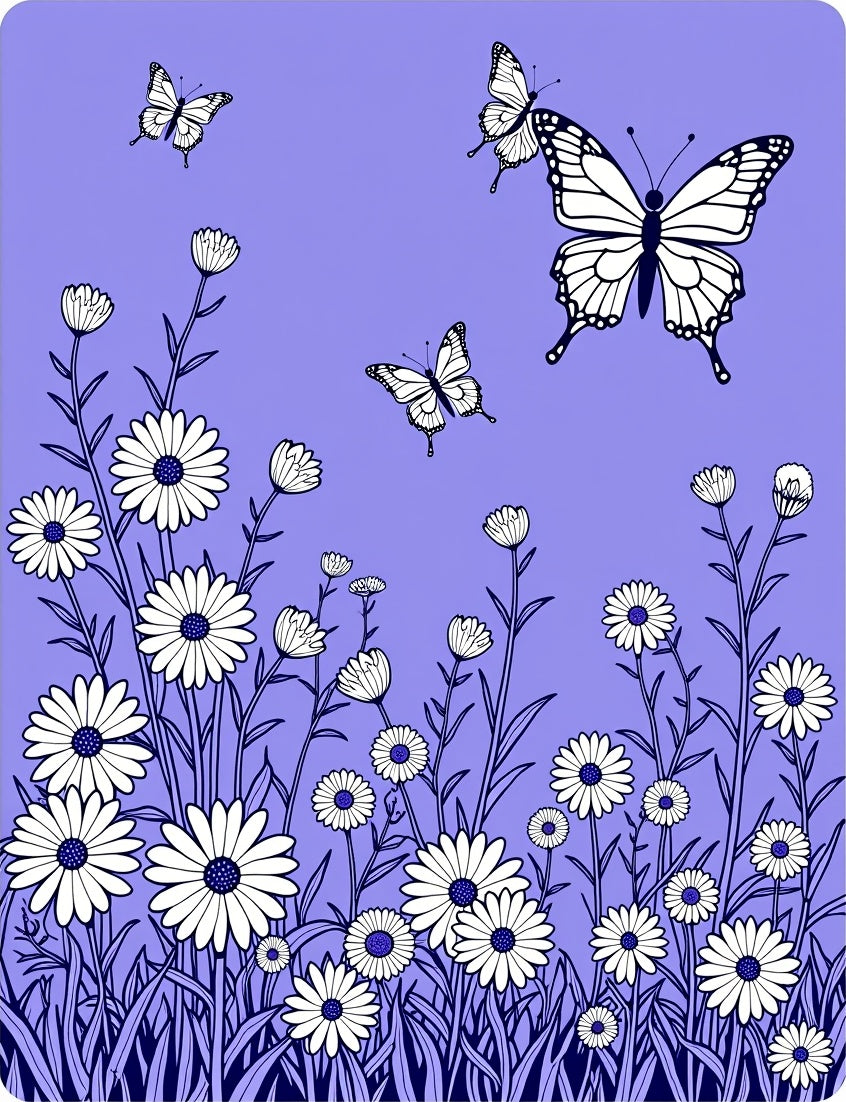 Whimsical Butterflies and Daisies Meadow Rug