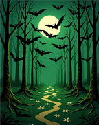 Spooky Bat Forest Moonlight Path Rug
