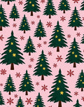 Festive Green Christmas Trees Red Snowflakes Rug