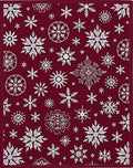 Deep Red White Snowflake Collage Rug