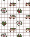 Festive Cream Truck Tree Wreath Rug