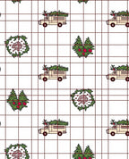 Festive Cream Truck Tree Wreath Rug