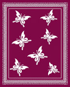 Plum With White Butterfly Field Rug