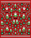 Red Festive Gnome Woodland Scene Rug